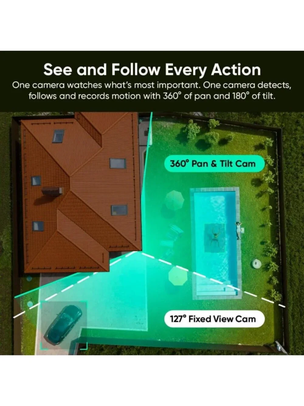 2-Pack Indoor/Outdoor 360° Smart Security Cameras with Color Night Vision